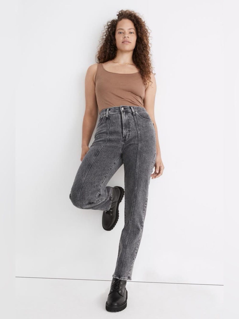 Madewell Perfect Vintage High Waist Straight Leg Jeans Gray Black 27